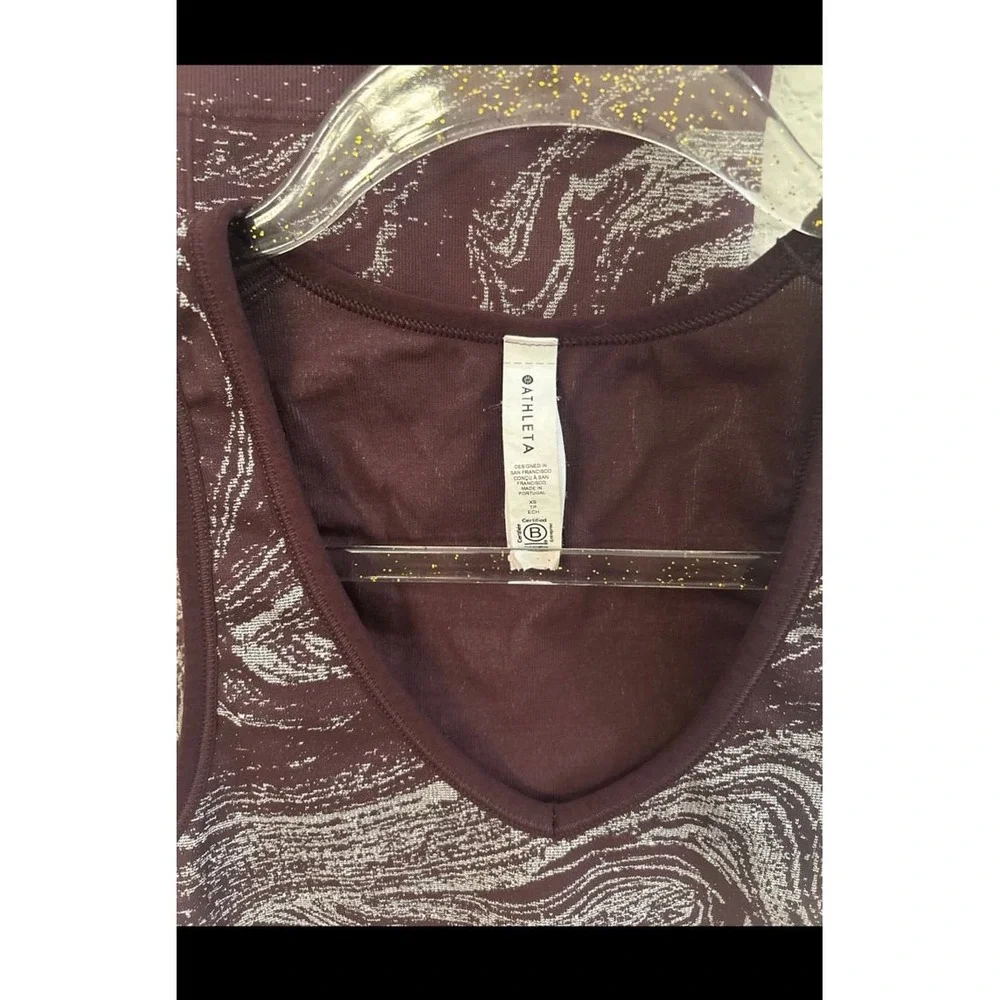 Athleta Aurora Seamless tank top and matching leggings in a purple and gray XS